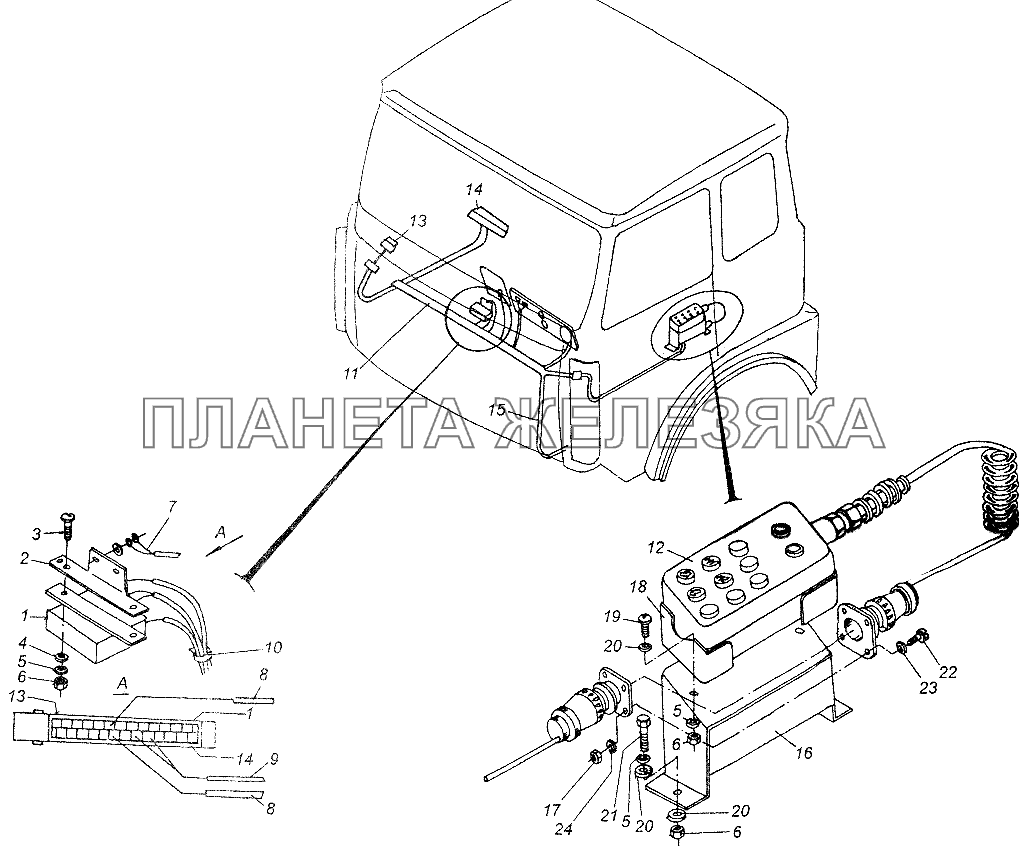 Установка электронного блока и пульта управления пневмоподвеской МАЗ-54326 МАЗ-64226